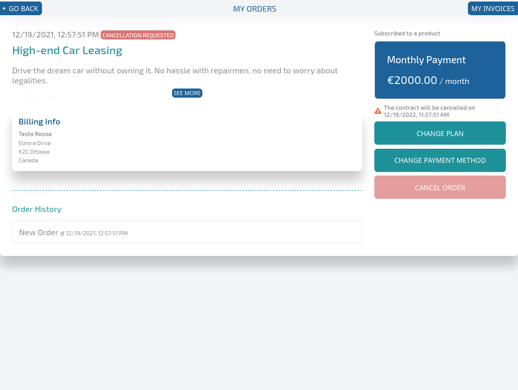 Self-service order view